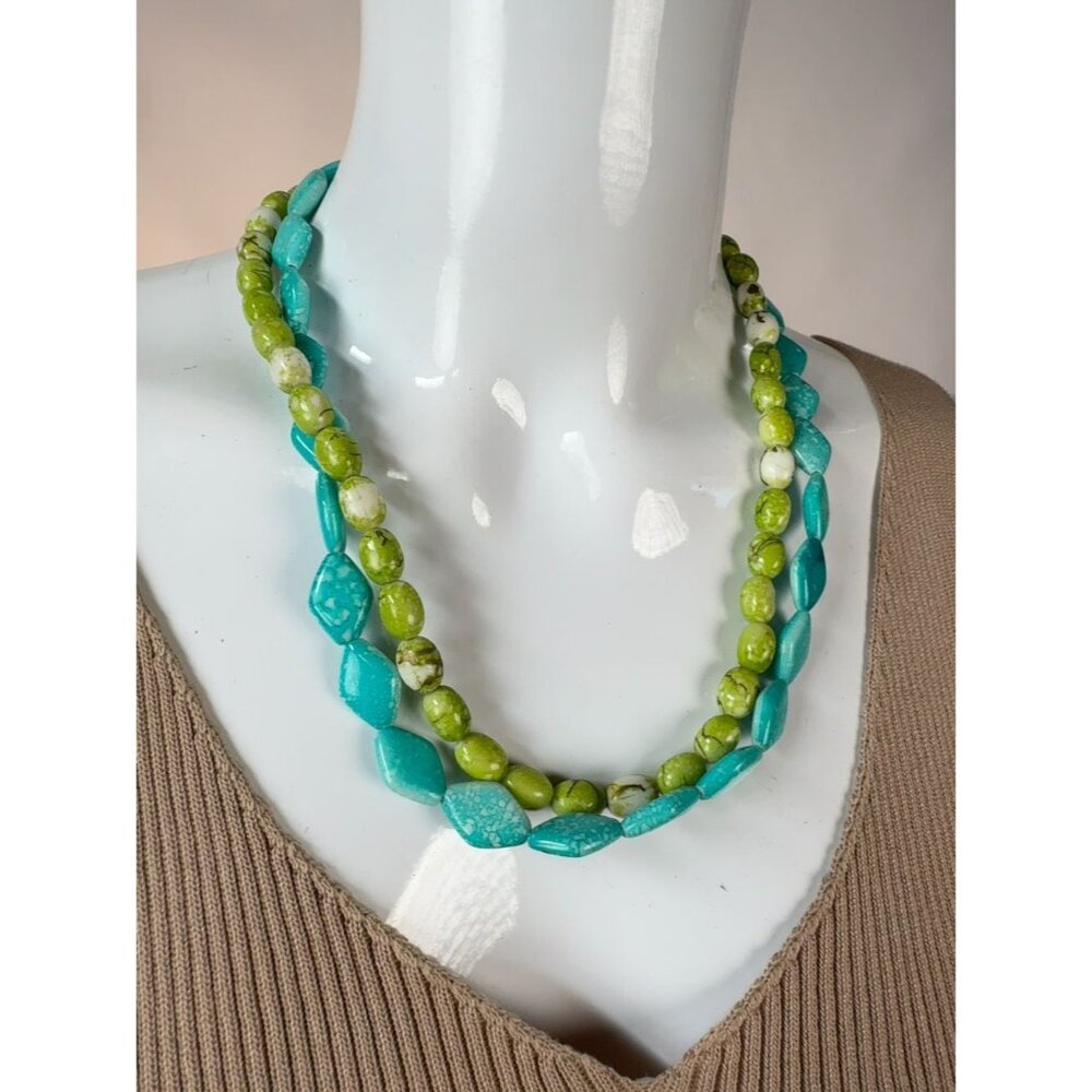 Handcrafted Vintage Multi-Strand Beaded Necklace With Textured Metal Ring Closur